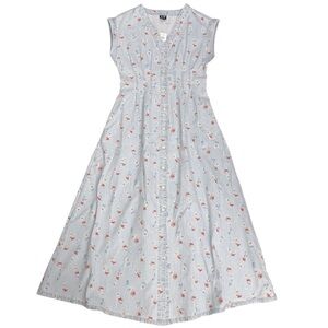 New GAP Pleated Denim/Floarl Maxi Dress